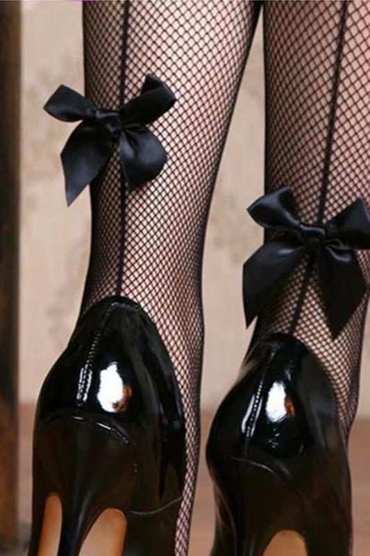 Sexy Lingerie Sexy Fishnet Stockings Women'S Sexy Fishnet Tights Cuban Back Line with Bow Mesh Pantyhose Female Sexy Hosiery