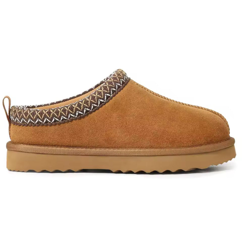Aria women’s suede winter slippers camel color, fur lined, anti-slip sole, ankle height UGS style house shoes 2025