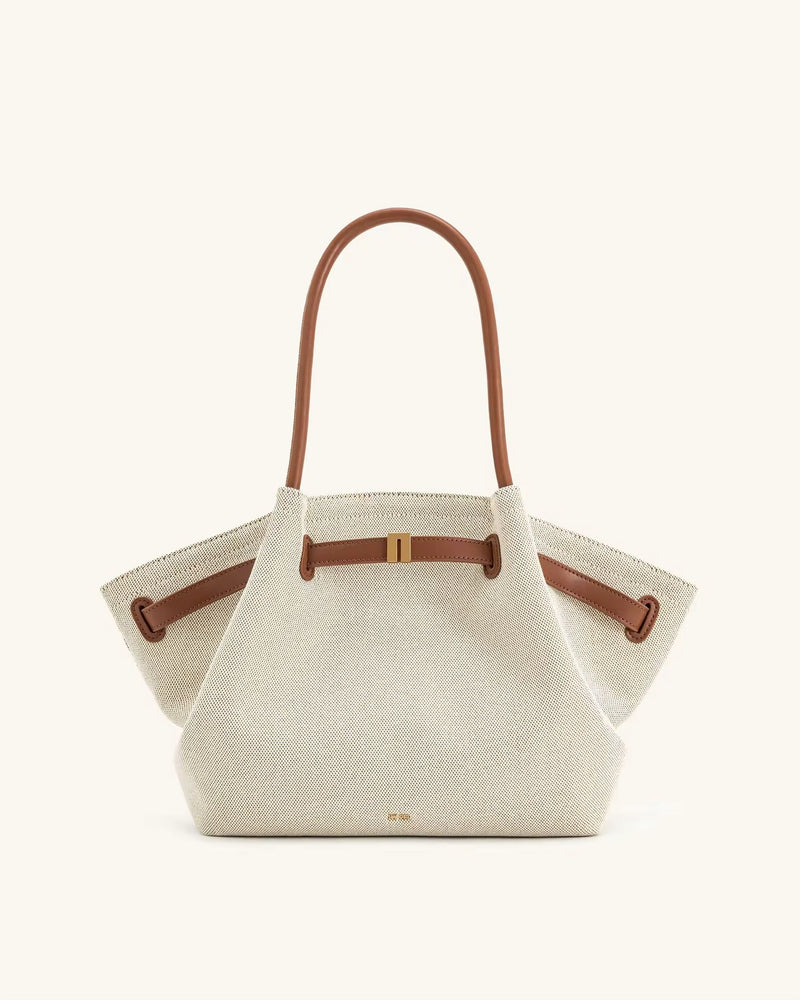 Soft interior of Toscana Tote with phone pocket and beige lining