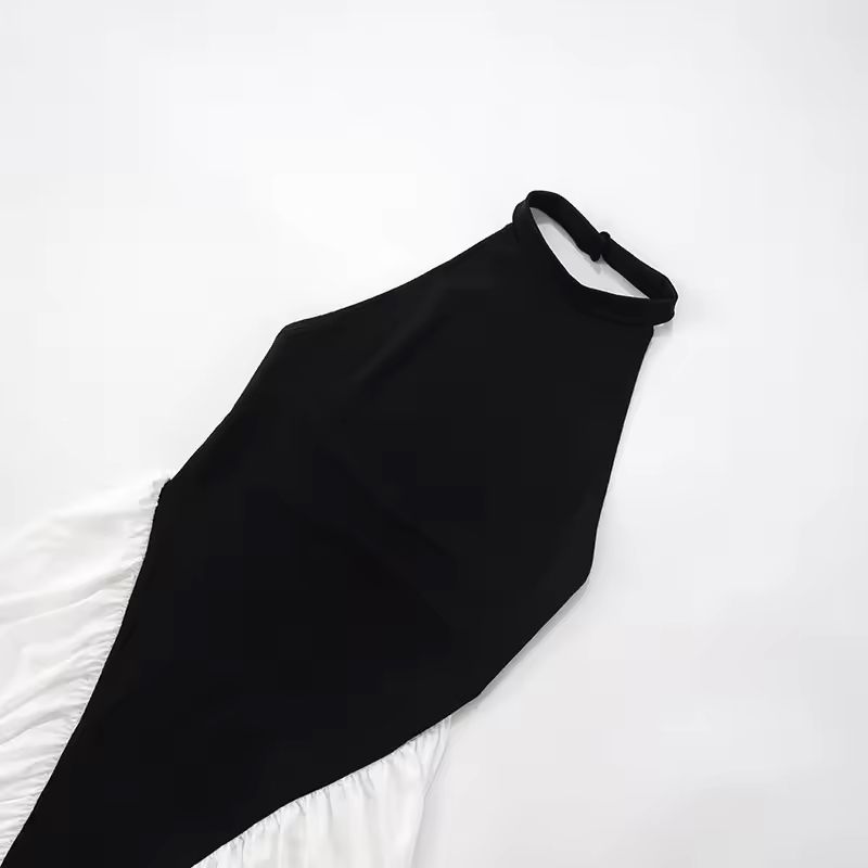 Stylish women’s stretch maxi dress – sleeveless, form-fitting, timeless colorblock design