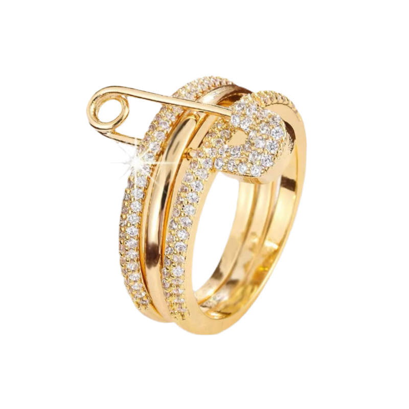 Glamorous silver-tone triple band ring with shimmering cubic zirconia