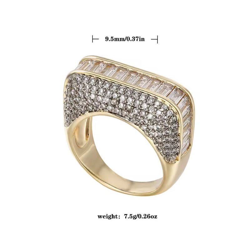 Memoria Luxe women’s gold plated ring, premium zirconia inlay jewelry gift for special occasions