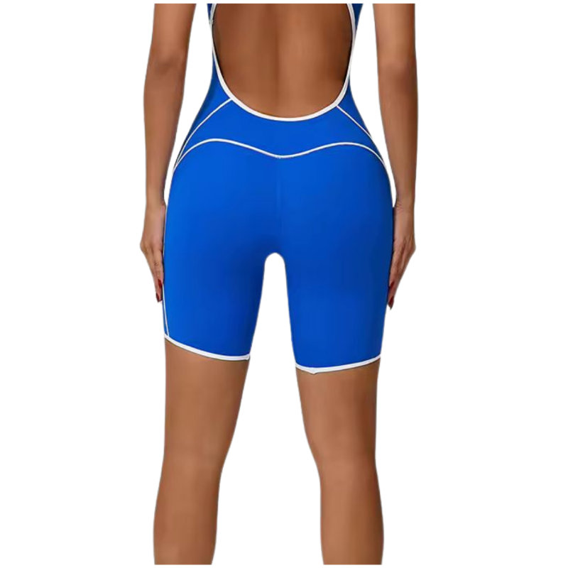 Butt-lifting seam detail on nylon spandex gym romper – MIKA high waist sportswear, squat proof