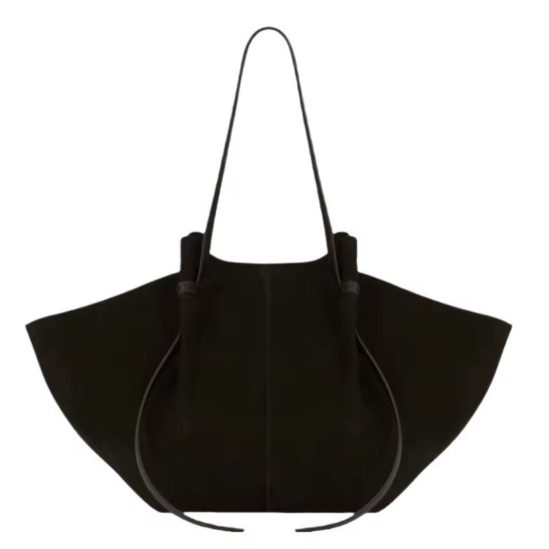 Dimensions of Milano Luxe Suede Tote – 51cm wide, 31cm high, 18.5cm deep oversized vegan suede shoulder handbag for women