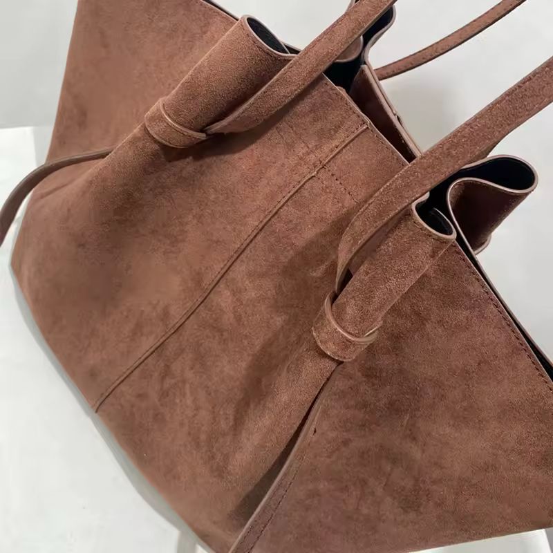 Dimensions of Milano Luxe Suede Tote – 51cm wide, 31cm high, 18.5cm deep oversized vegan suede shoulder handbag for women