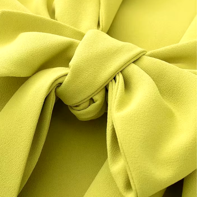 Zara style women’s dress in neon yellow, long sleeves, knee-length – perfect for modern casual chic.