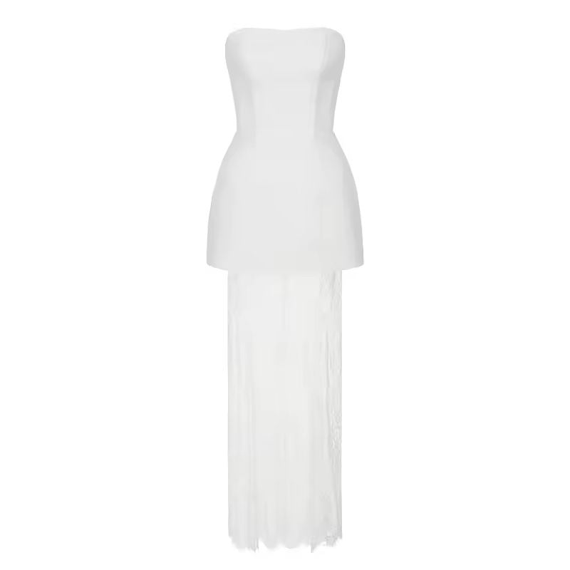 White Elvéra lace detail cotton dress – breathable fabric for summer days