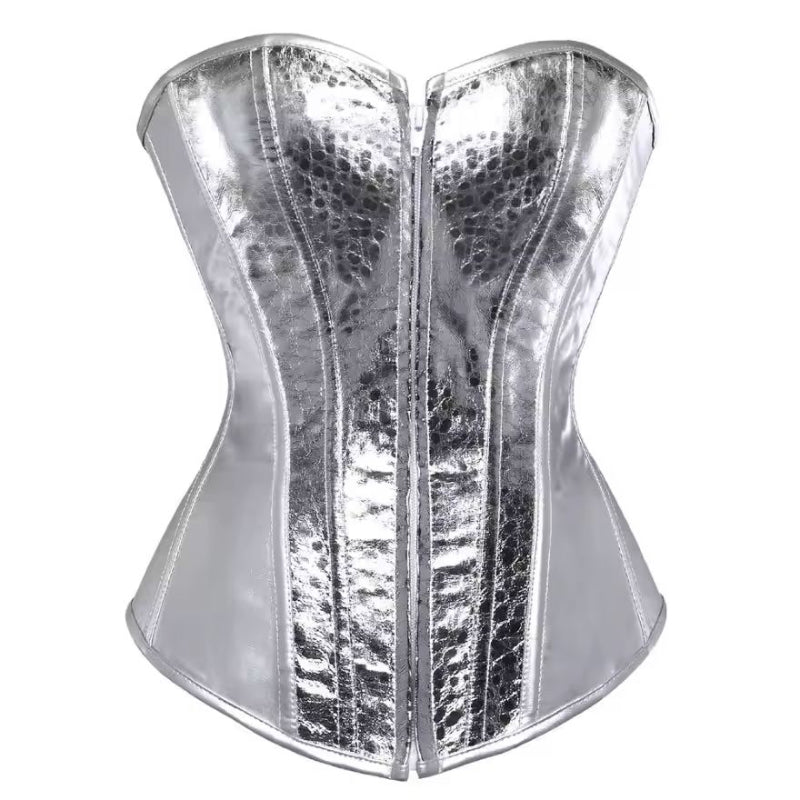 Starlight Diva metallic gold full bust corset for women, faux leather bustier top for party, cosplay and stage wear