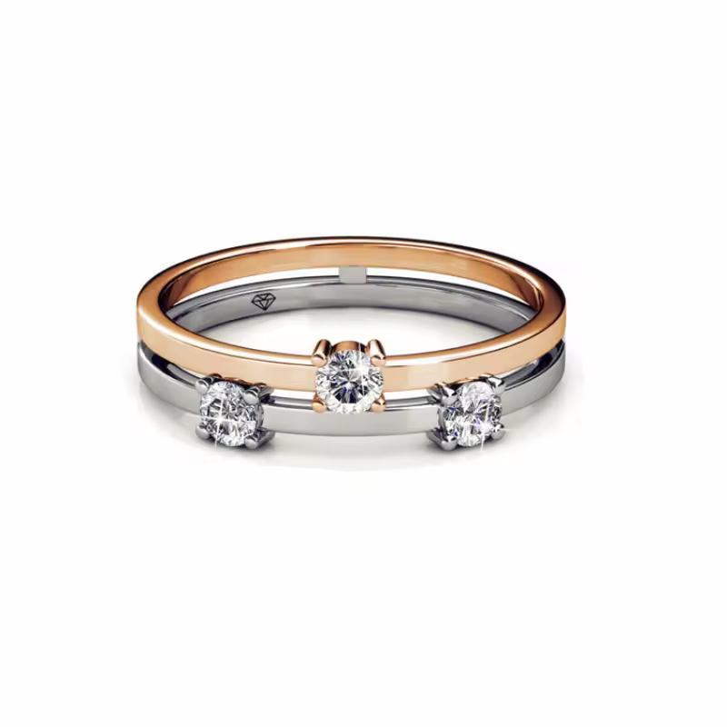 Trendy Swarovski®️ crystal ring for women – rose gold silver ring 7.5mm width, perfect engagement or wedding gift