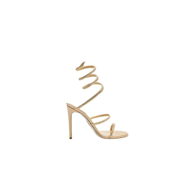 Chic Enchantment Unique High-Heeled Sandals with Spiraling Ankle Strap