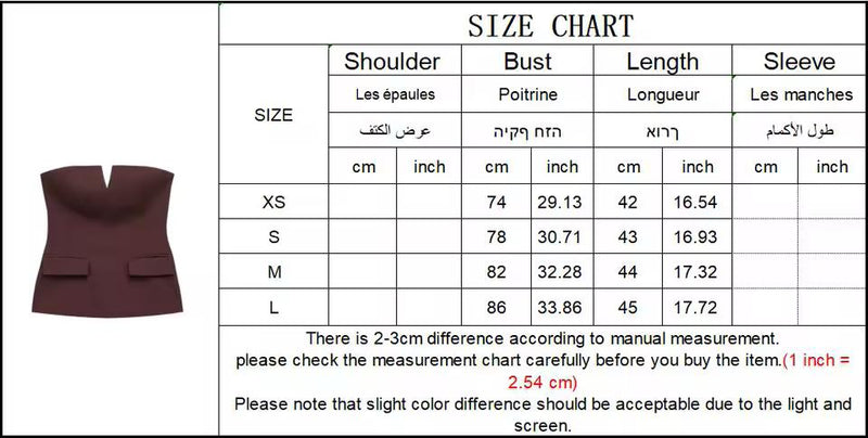 Velour Kiss Top size chart – XS to L measurements for sleeveless wool-blend vest