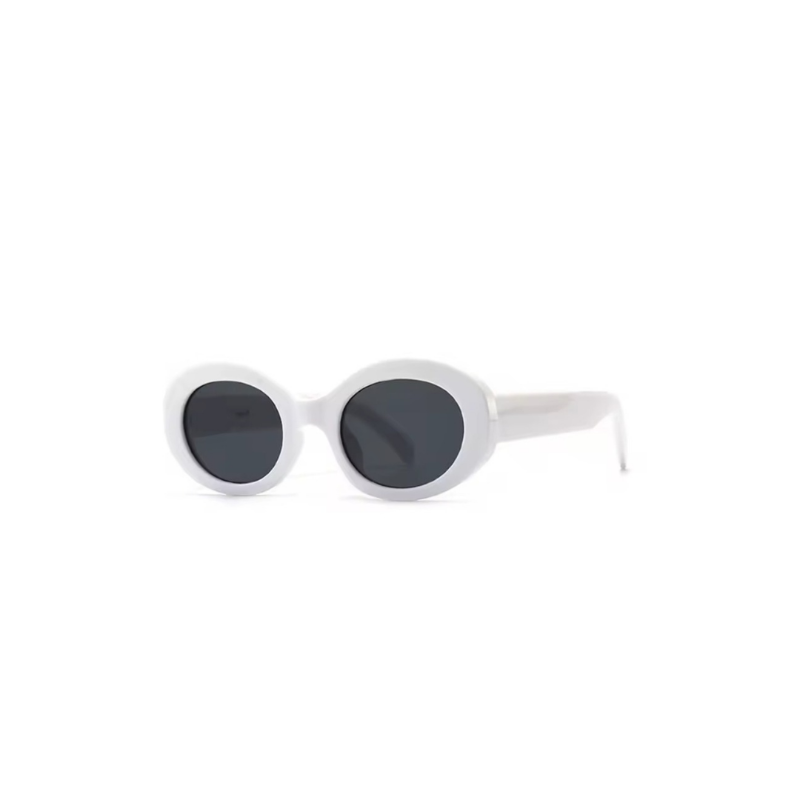 Tortoise white oval sunglasses with shatter-resistant lenses and vintage look. Durable frame with UV protection.