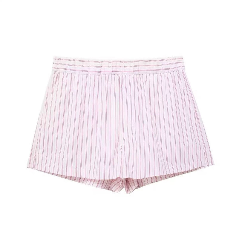 Pink striped lounge set – shirt & shorts