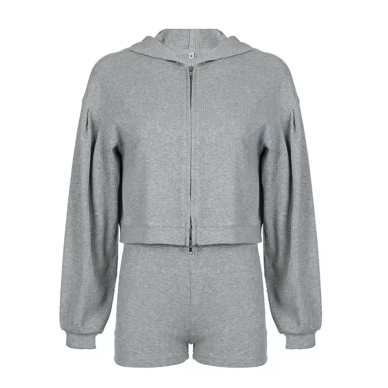 Zen Lounge Set – women’s V-cut ribbed crop top in soft cotton spandex, perfect for yoga, pilates and casual wear.