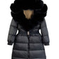 New Natural Thick Warm 90% White Duck down Coat Long Winter Jacket Women Real Big Fox Fur Collar Belt Loose Puffer Parka