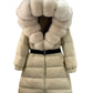 New Natural Thick Warm 90% White Duck down Coat Long Winter Jacket Women Real Big Fox Fur Collar Belt Loose Puffer Parka