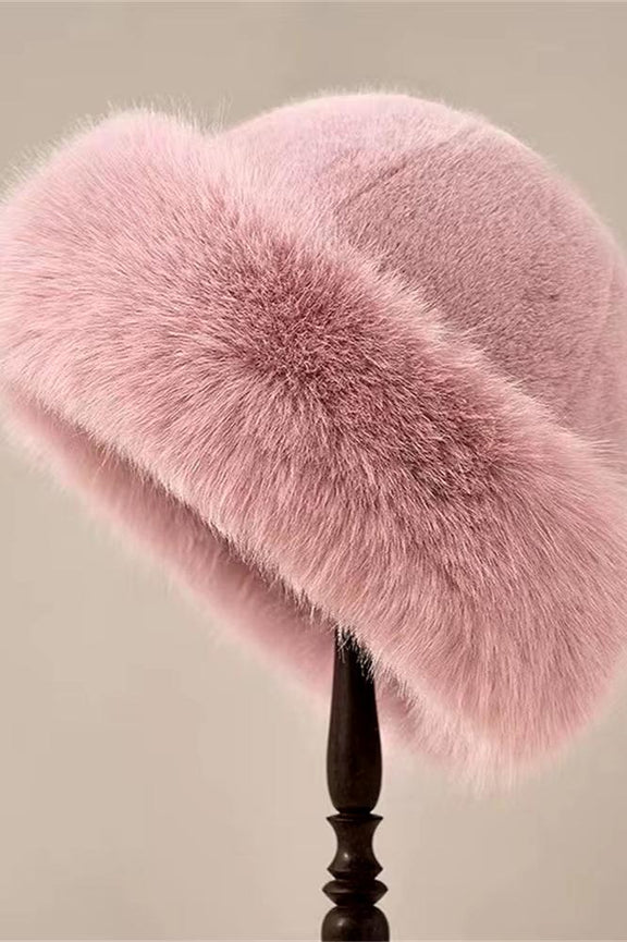 Korean Fashion Hat Women'S Winter New Thick Warm Imitation Fur Simple Fisherman'S Hat Imitation Mink Fur Ladies Mongolia Cap