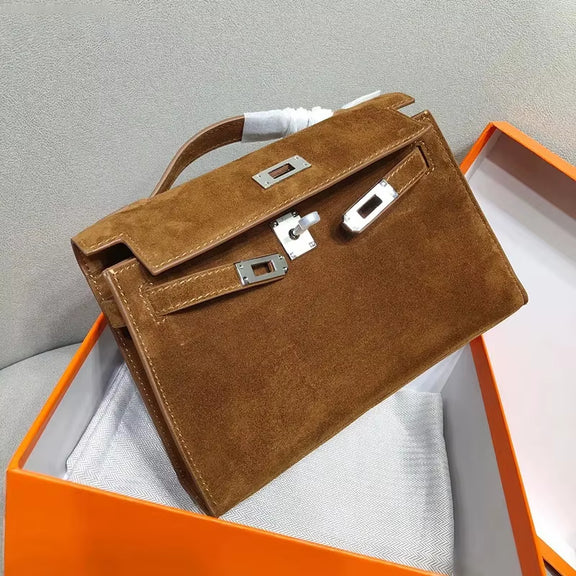 Fashionable Mini Cow Leather Bag with Crossbody Strap Women'S Handbag Chamois Leather Top Layer Motorcycle Equipment Accessories