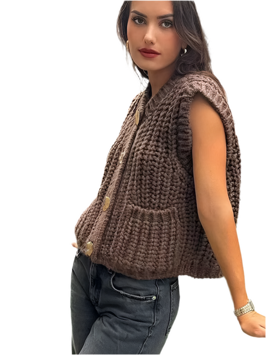 Brown Knitted Vest