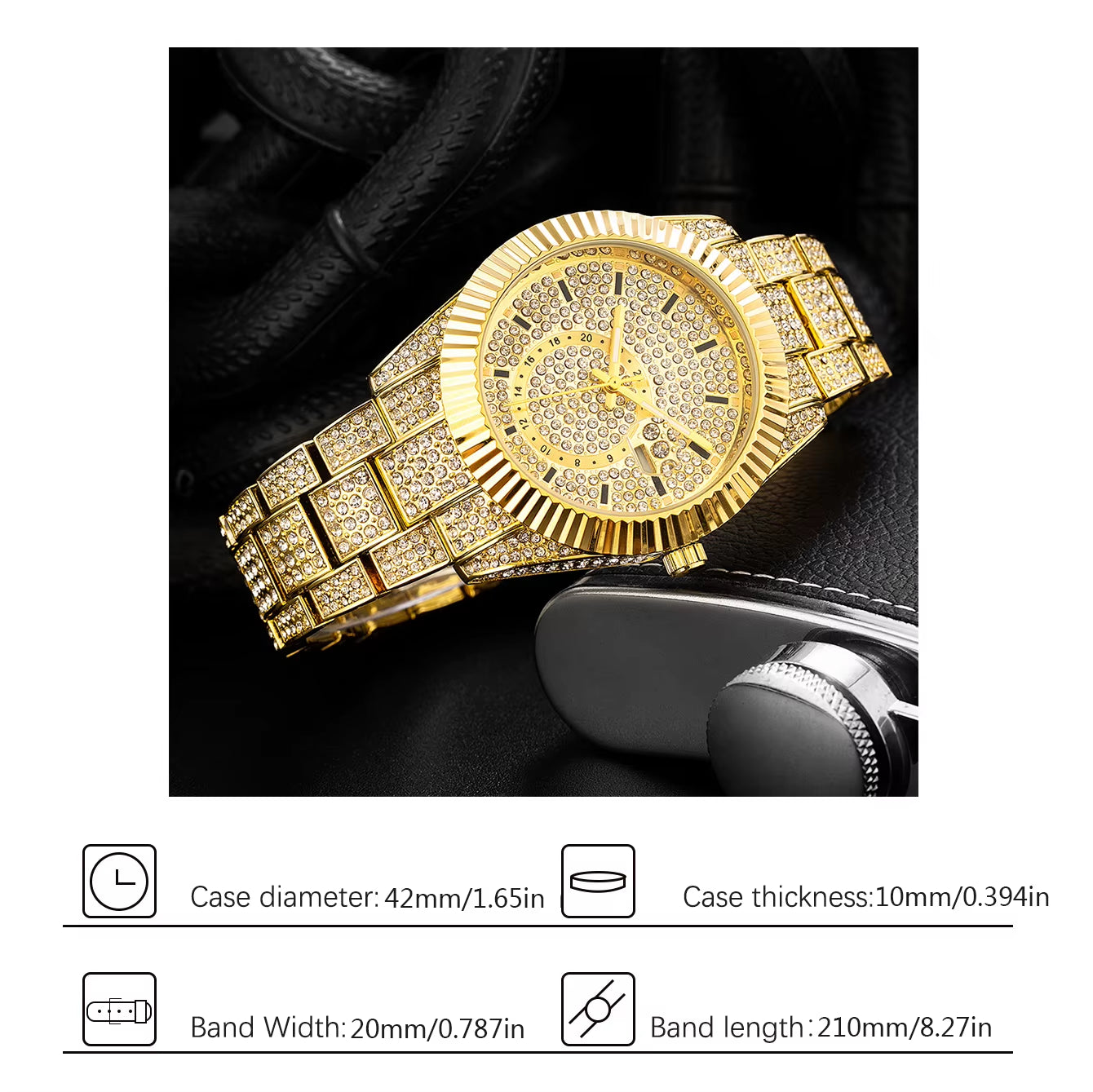 Luxury Brand Men Watches Novelty Diamond Wristwatch for Male Stianelss Steel round Famous Brand Fashion Luminous Wristwatches