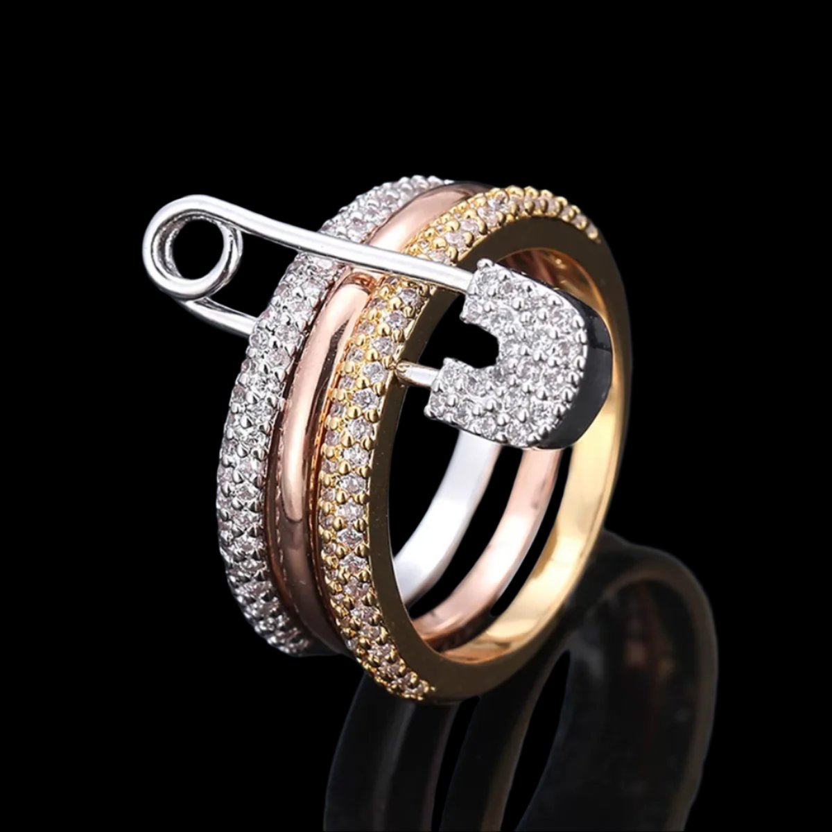 Fashion Pin Connection Three Layers Designer Fashion Ring for Women Valentine'S Day Gift Jewelry R7393