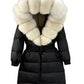 New Natural Thick Warm 90% White Duck down Coat Long Winter Jacket Women Real Big Fox Fur Collar Belt Loose Puffer Parka