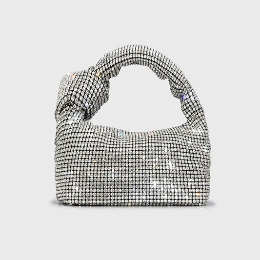 Handle Rhinestones Knot Evening Bags Silver Crystal Top Handle Bag for Women Purses and Handbags Luxury Designer Handbag Tote