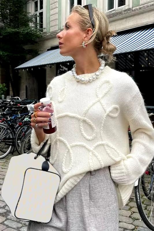 Fashion Casual Pullovers for Women Solid Color round Neck Long Sleeve Knitted Sweater Loose Female 2024 Autunn Winter New