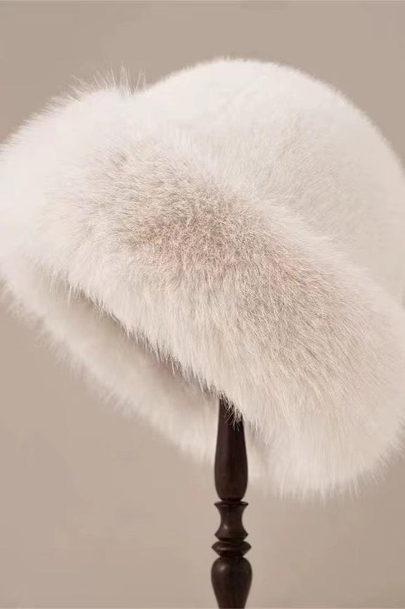 Korean Fashion Hat Women'S Winter New Thick Warm Imitation Fur Simple Fisherman'S Hat Imitation Mink Fur Ladies Mongolia Cap