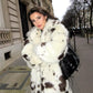 Spotted Leopard Faux Fur Coat Toka Suit Collar Women Fur Effect Long Coats Fashion Elegant Fluffy Overcoat Winter Plush Outwear