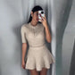 Women O Neck Button Wool Sweater Suit Casual High Waist Knitted Mini Skirts Set 2024 Fashion Autumn Winter Lady Commuting Outfit