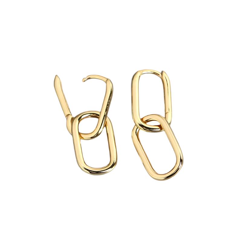 Retro Double Loop Design Drop Earrings Gold Color Geometric round Hoop Earrings for Women Girls Punk Hip Hop Fashion Jewelry