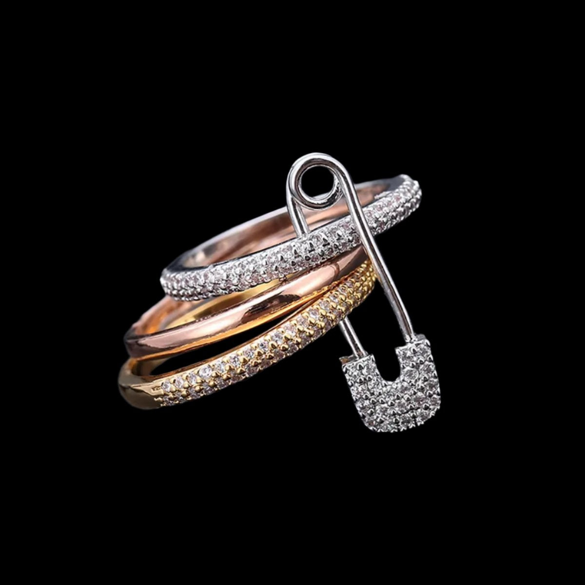 Fashion Pin Connection Three Layers Designer Fashion Ring for Women Valentine'S Day Gift Jewelry R7393