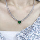 NEW 5A Heart Pendant CZ Iced Out Bling Green CZ Tennis Necklace for Women Girlfriend Valentine'S Gift Fashion Jewelry Bijoux