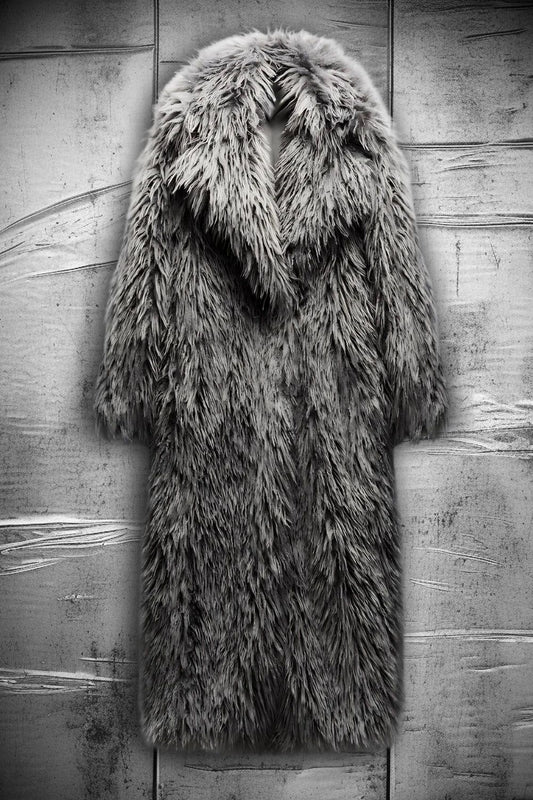 Gray stylish fluffy Coat                    Chic&Charm