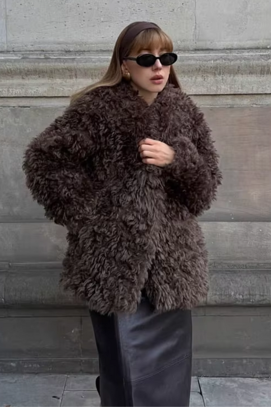 Stylish Faux Fur Jacket                              Chic&Charm