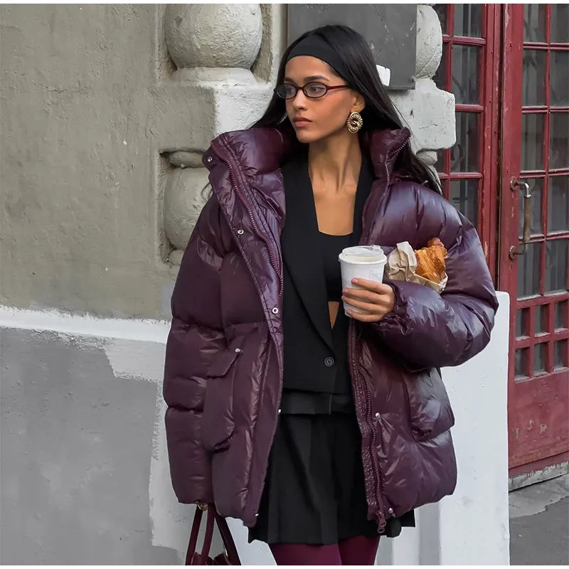 Burgundy Down Jacket                              Chic&Charm