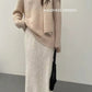 MILDNESS 2024 Winter New Korean Style Idle Sweater V-Neck Loose-Fit Slimming Long Alpaca Fleece Scarf with Wrap