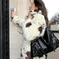 Spotted Leopard Faux Fur Coat Toka Suit Collar Women Fur Effect Long Coats Fashion Elegant Fluffy Overcoat Winter Plush Outwear