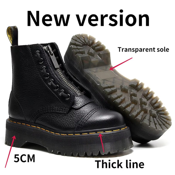 Original Women Platform Boots Leather Men Thick Sole Ankle Sexy Female Punk Motorcycle Shoes Combat Booties plus Size