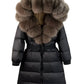 New Natural Thick Warm 90% White Duck down Coat Long Winter Jacket Women Real Big Fox Fur Collar Belt Loose Puffer Parka