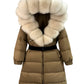 New Natural Thick Warm 90% White Duck down Coat Long Winter Jacket Women Real Big Fox Fur Collar Belt Loose Puffer Parka