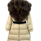 New Natural Thick Warm 90% White Duck down Coat Long Winter Jacket Women Real Big Fox Fur Collar Belt Loose Puffer Parka