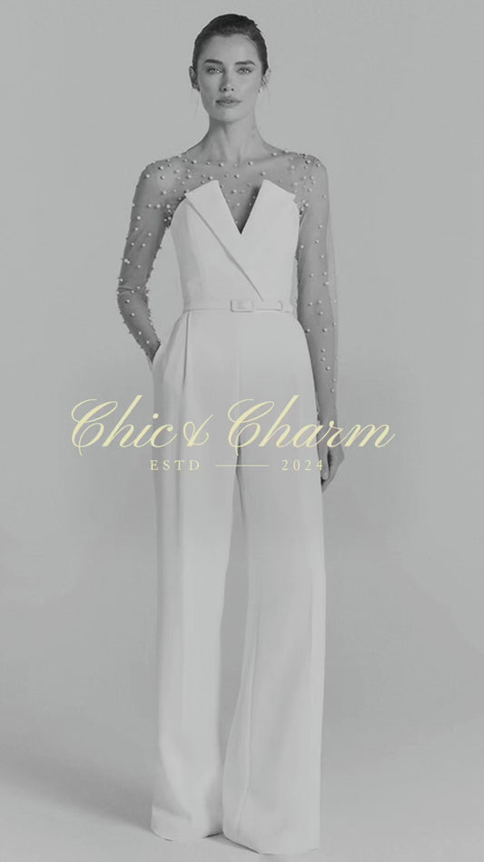 Timeless White Jumpsuit - Hacer      Chic&Charm