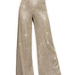 Stylish women's sequin flare pants featuring a flattering high waist and wide-leg bell-bottom design, perfect for parties, club nights, and special events. Shiny trousers that combine fashion and comfort for a statement look.