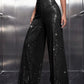 Stylish women's sequin flare pants featuring a flattering high waist and wide-leg bell-bottom design, perfect for parties, club nights, and special events. Shiny trousers that combine fashion and comfort for a statement look.