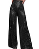 Stylish women's sequin flare pants featuring a flattering high waist and wide-leg bell-bottom design, perfect for parties, club nights, and special events. Shiny trousers that combine fashion and comfort for a statement look.