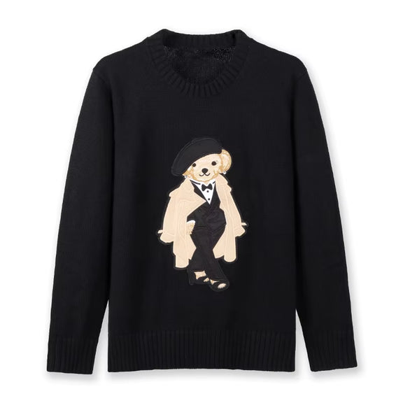 Luxury Designer Bear Knit Sweater Women Loose Pullover Autumn Winter Long Sleeve RL Tops Coat Cashmere Laurens Knitwear Clothing