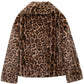 European and American Style Winter New Fashion Versatile Lapel Leopard Print Faux Fur Coat.