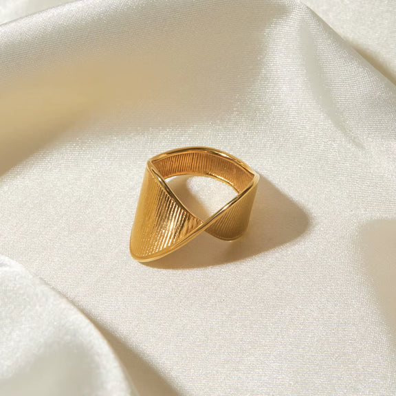 Minimalist statement jewelry: irregular geometric stainless steel ring.